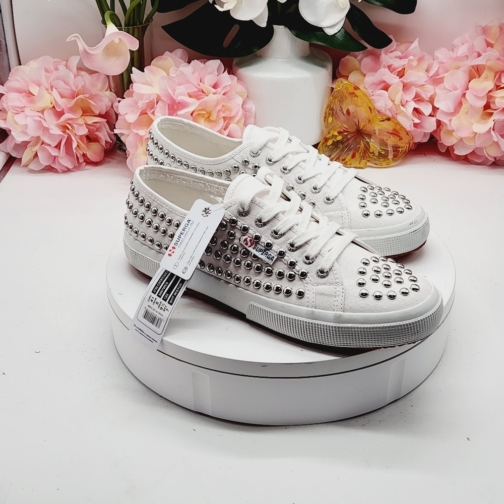 Superga 2750 COTSTUDS1W White Studded Sneakers - Picture 8 of 15